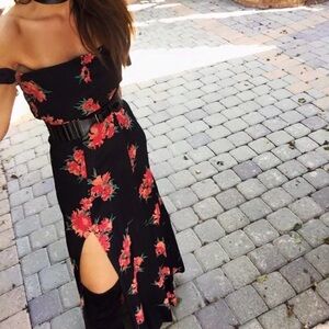 Black rayon crepe worn twice, Flynn Skye maxi dress. Leather belt not included.